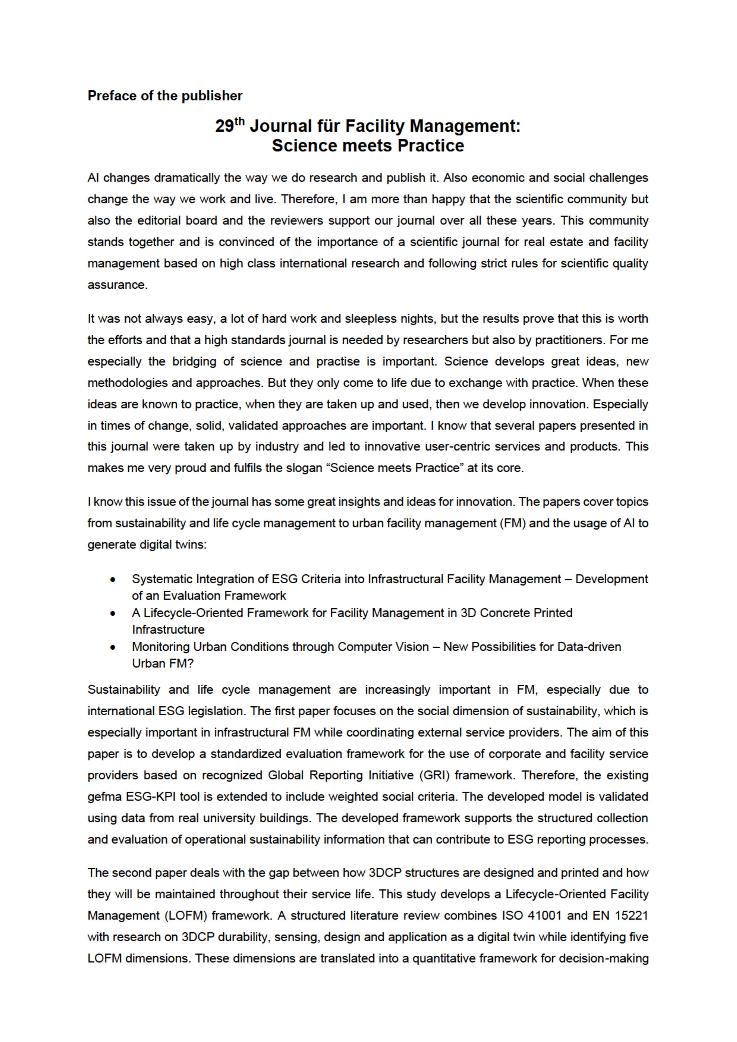 Preface of the publisher