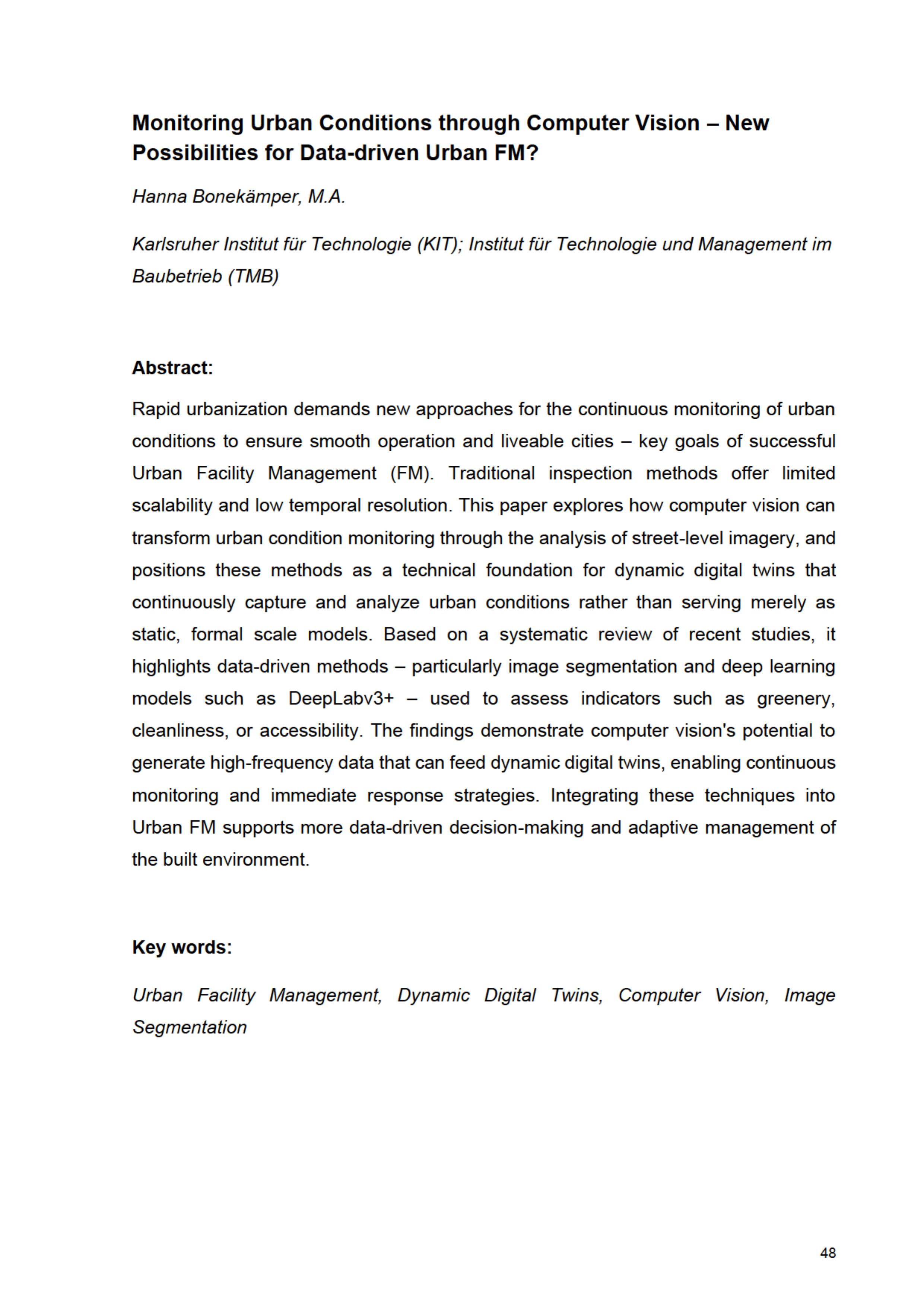 Monitoring Urban Conditions through Computer Vision – New Possibilities for Data-driven Urban FM?